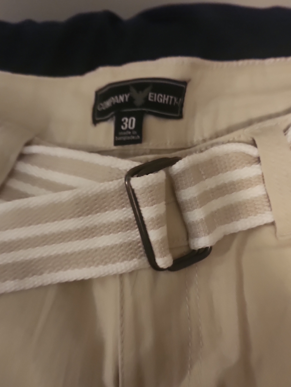 Men's Beige Cargo Shorts with Striped Belt